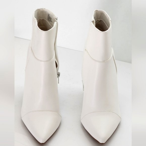 XOXO Women's Leather White Fedela Ankle Booties Size 10M - Picture 5 of 8